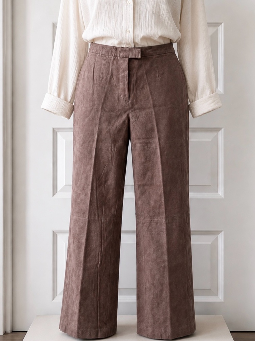 Vintage St. John’s Bay Genuine Leather Suede Pants Brown High Rise Straight Leg